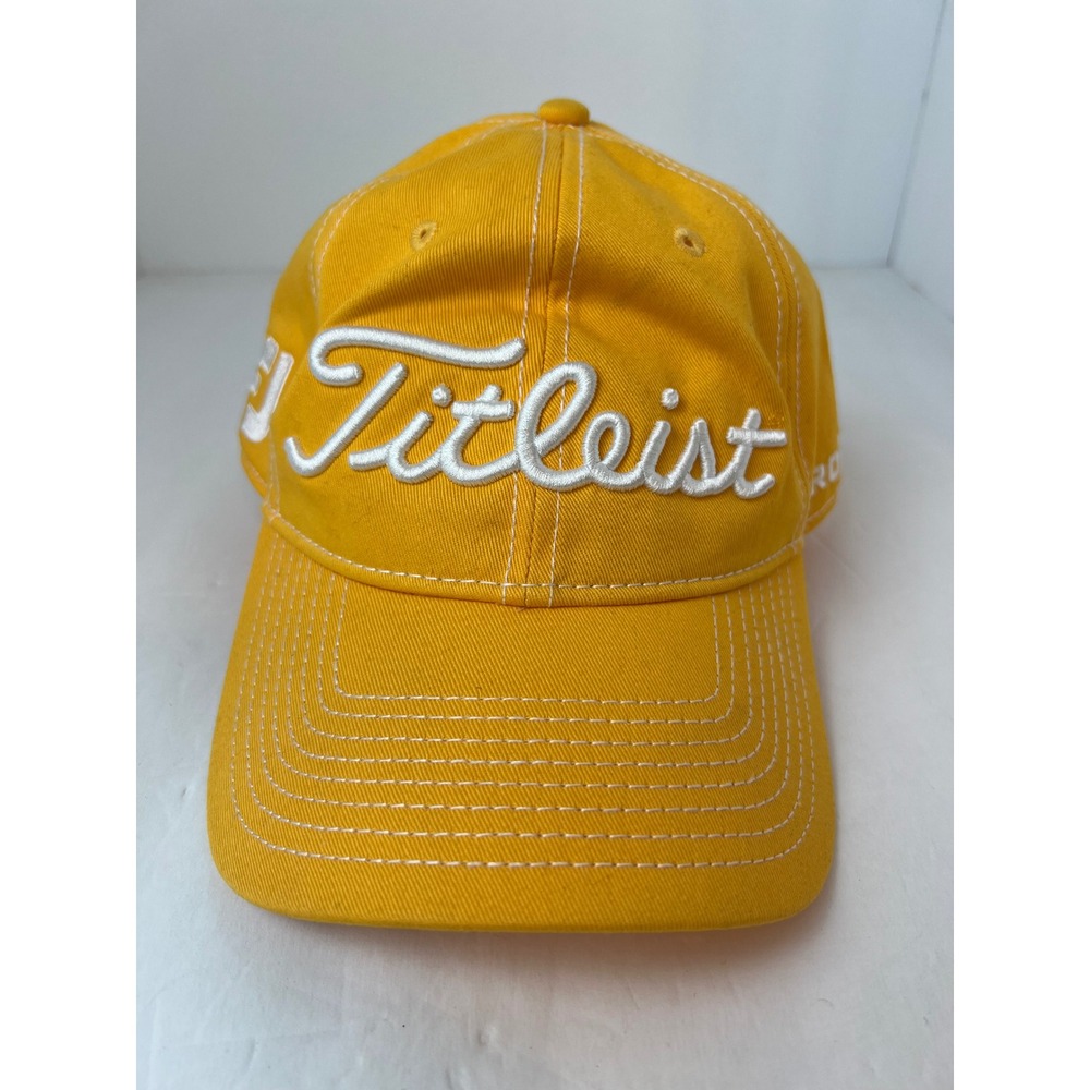 Titleist Golf Hat Cap Yellow Pro V1 FootJoy Adjustable Mens